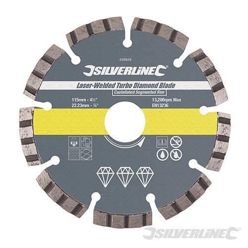 Silverline Lama disco diamantata con bordature turbo a laser per edilizia Silverline