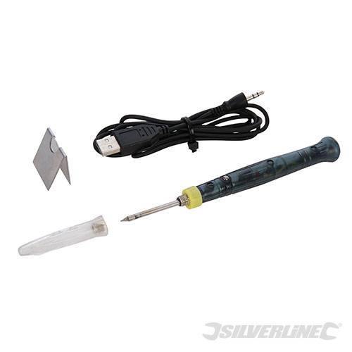 Saldatore a stagno micro mini elettrico ferro attacco USB 8W Silverline Silverline