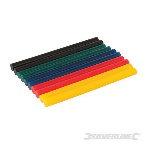 Mini stecche di colla colorate per decorazione carta vetro plastica 10 pz Silverline