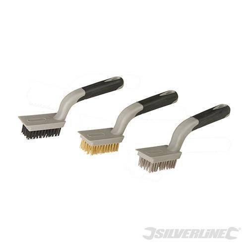 Set 3 spazzole  lunghezza 190 mm in acciaio ottone e nylon Silverline Silverline