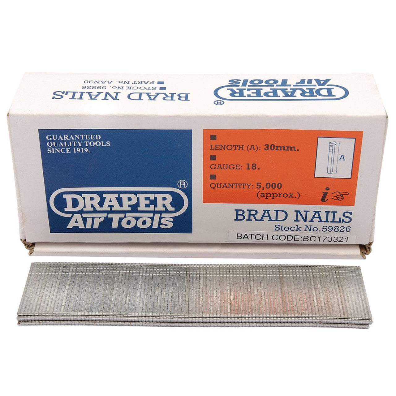 Elite Choice Draper XS17 – 59826 30 mm BRAD Nails 18 gauge [confezione da 5000] Draper tools