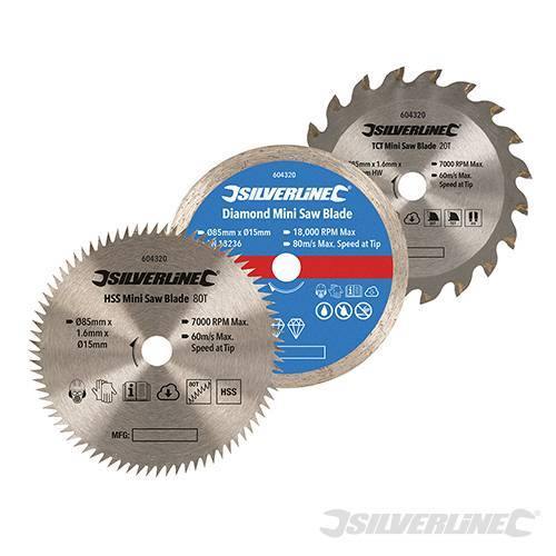 Set di lame TCT HSS diamantata per mini sega 3pezzi Silverline foro 15mm Silverline