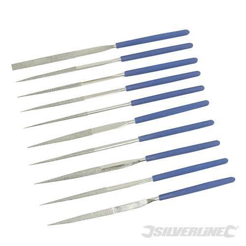 Set lime spatole ad ago diamantate piatta tonda triangolare Silverline 10pz Silverline