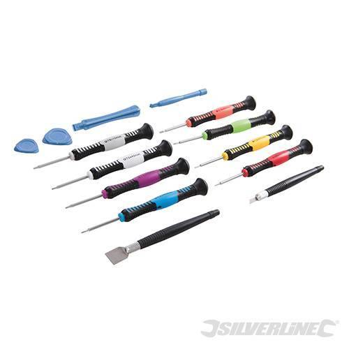 Silverline Kit per riparazione di tablet e telefoni 16pezzi Silverline