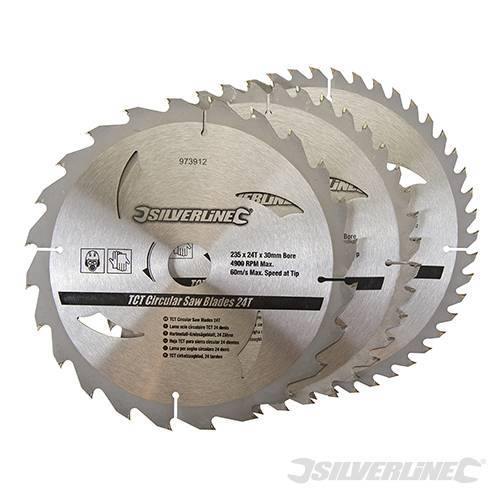 Lame per seghe circolari in TCT da 24, 40, 48 denti 3 pezzi Silverline Silverline