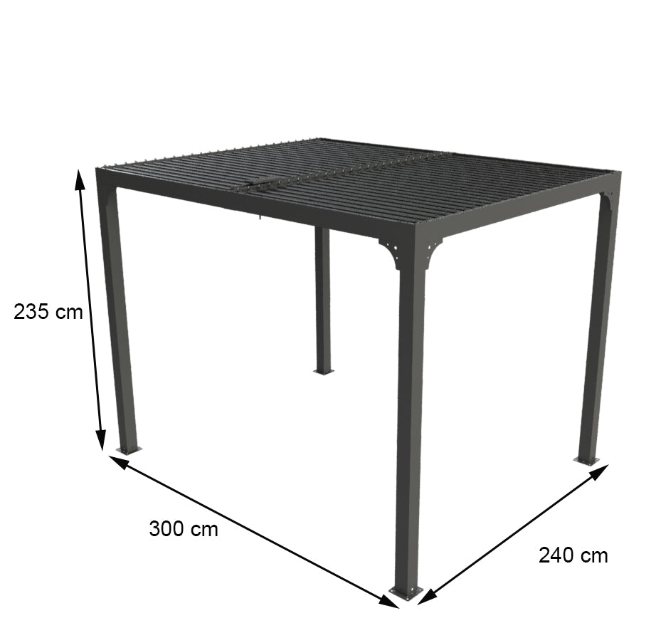 Pergola Bioclimatica In Alluminio Apertura Manuale Ripara Sole Pioggia 240x300cm Foresta