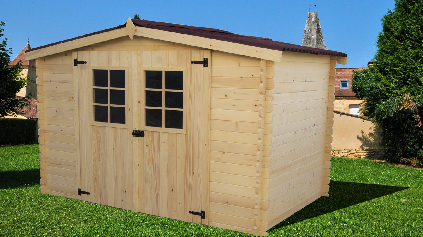 Casetta Di Legno A Tavole Ad Incastro Spessore 20mm Senza Pavimento 300x185cm AL 3019.02 N Foresta