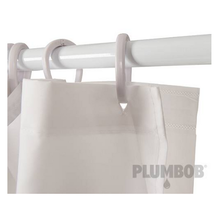 Tenda per doccia in poliestere bianco con rivestimento in PVC con 12 occhielli Plumbob