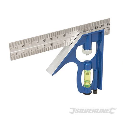 Squadra combinata lama in acciaio legno metallo livello a bolla silverline