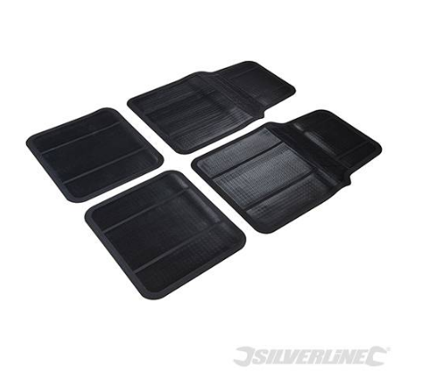 Tappetini per auto in PVC nero, antiscivolo,resistenti, per tutti i veicoli. Silverline