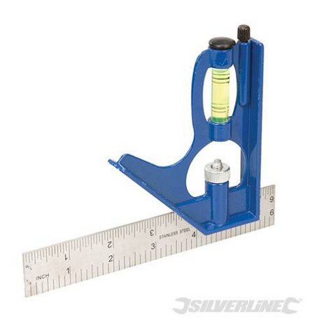 Squadra combinata lama in acciaio legno metallo livello a bolla silverline