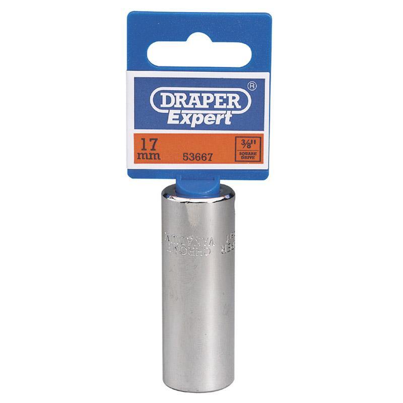 Chiave a bussola lunga 65mm innesto 3/8 12 punte 9 misure acciaio Draper Draper tools