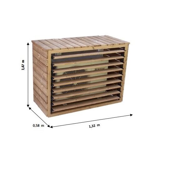 Copri-climatizzatore In Legno Termo-trattato Con Veneziane Mobili 132x85xH147cm Foresta