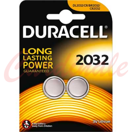 Pila a bottone '2032' blister 2 pezzi duracell alta qualità duracell