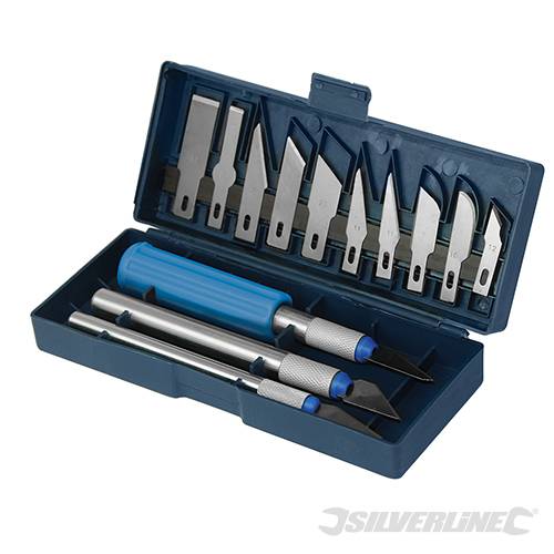 Kit set Silverline lame taglierino bisturi di precisione 16 PZ Offerta Silverline
