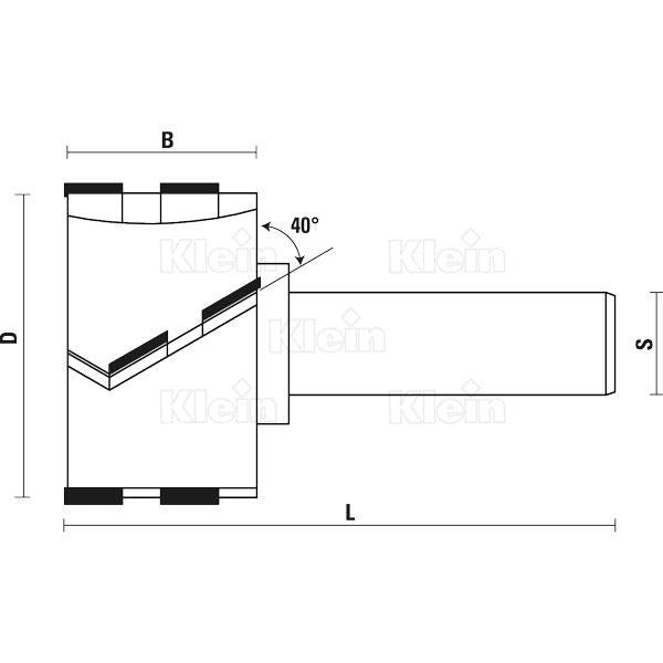 KLEIN FRESE PKD PER CONTORNARE CON ANGOLO ASSIALE 40° X520 - X521 Klein