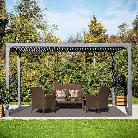 Pergola Bioclimatica In Alluminio Apertura Manuale Ripara Sole Pioggia 360x300cm Foresta