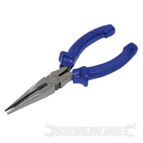 Pinza becco lungo Silverline in acciaio cromo 160mm maniglie anti scivolo Silverline