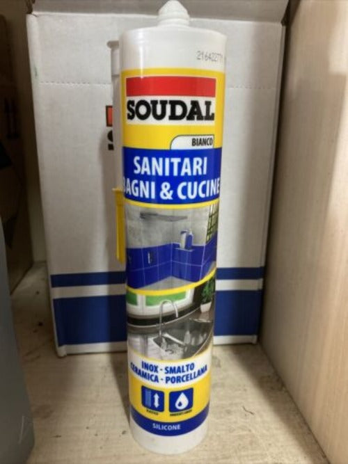 SILICONE ACRILICO 'TURBO' SOUDAL PER SANITARI BAGNI E CUCINE DA 300 ML BIANCO soudal