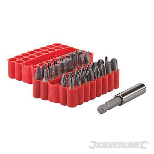 Set di inserti da cacciavite in acciaio cromo vanadio con supporto punta e custodia 33 pezzi Silverline