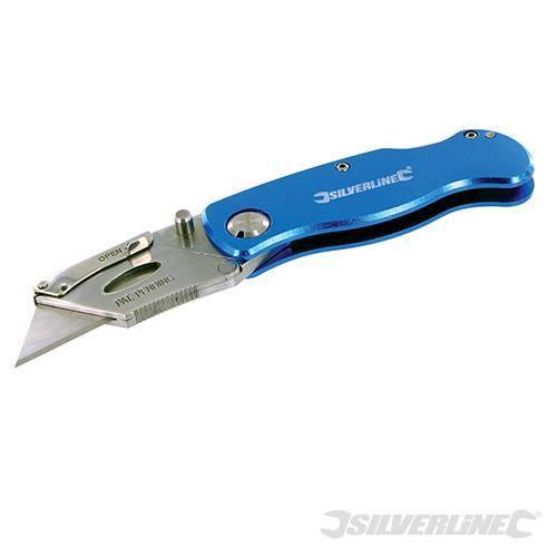 Taglierino pieghevole Silverline con lama in acciaio e blocco automatico + 10 lame Silverline